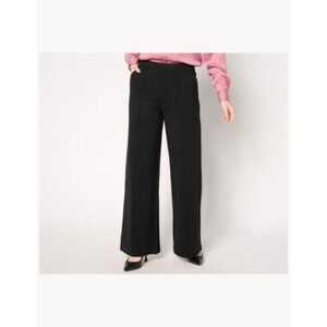 Isaac Mizrahi Live! Regular Sublime Stretch Ponte Wide Leg Pants Black XL LN/NWT